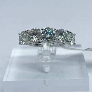 Moissanite Diamond Ring Wedding Band 5 Year Anniversary 5 Stone 5 Ct 925 Size 7